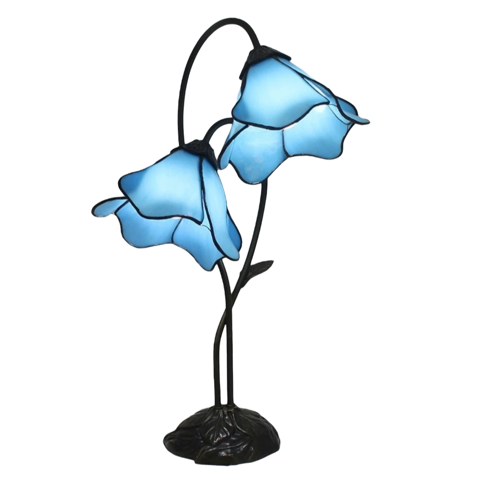 LARGR Water Lily Flower Style Tiffany Table Lamp (12034B)