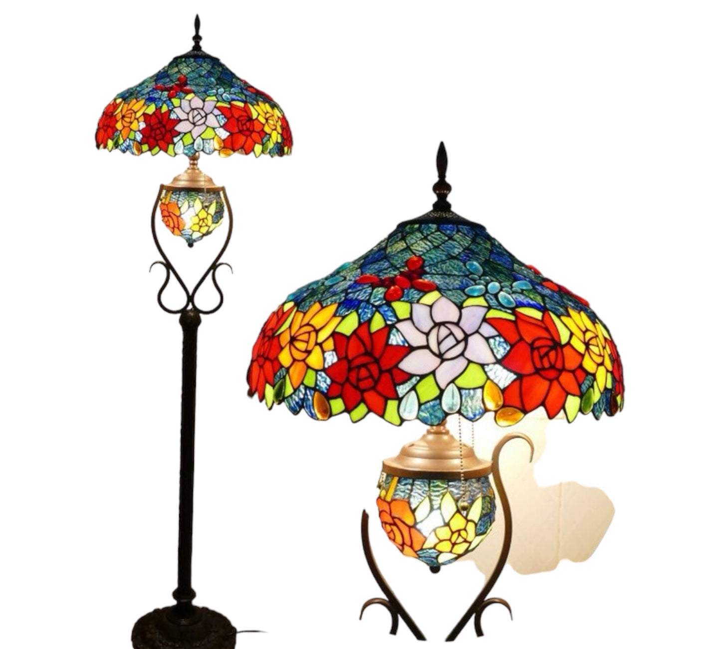 Tiffany Mother-Daughter Vase Floor Lamp X-LARGE 46cm Shade (15089)