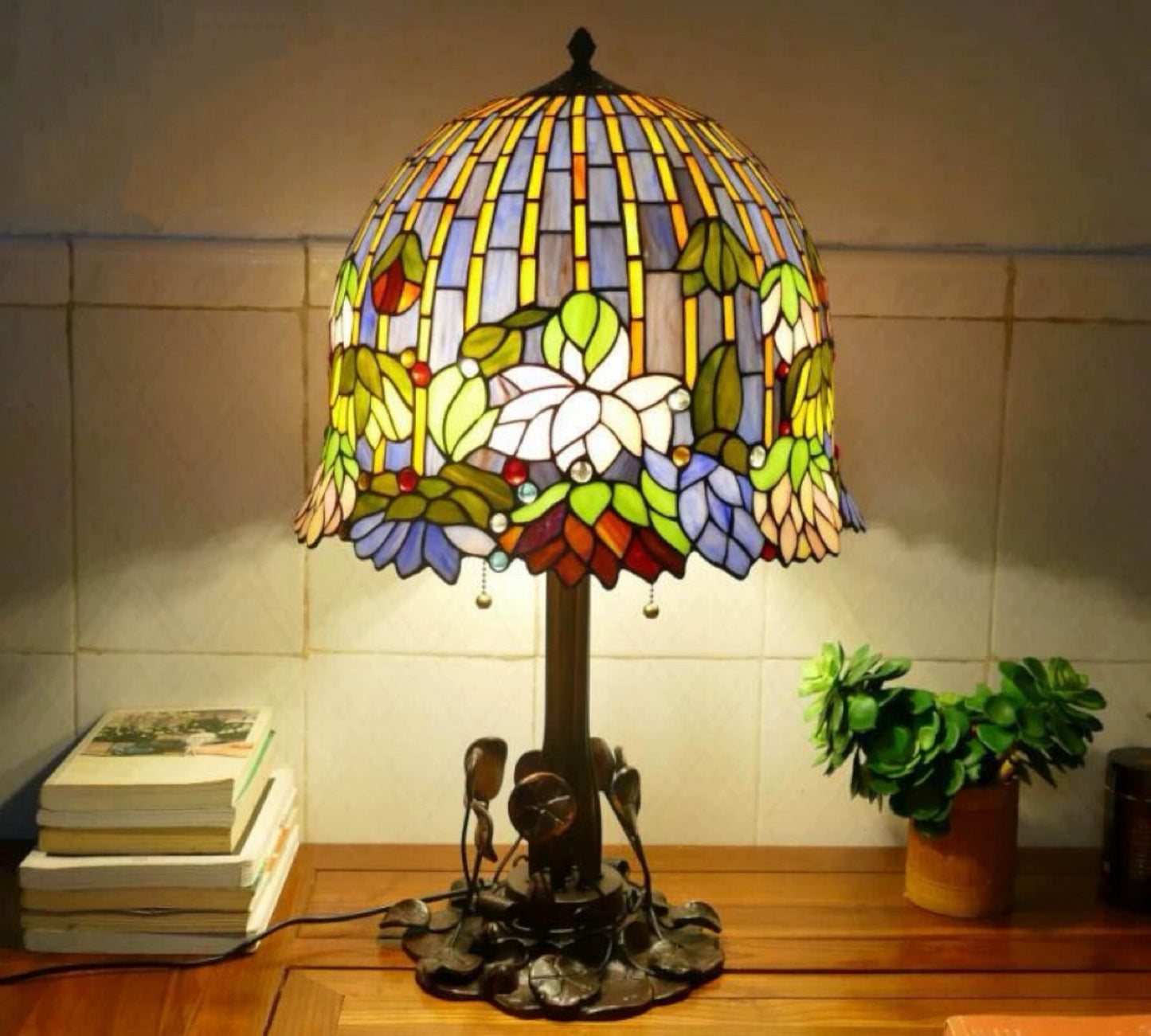 Tiffany Lotus Flower Table Lamp 40cm Shade (15074)