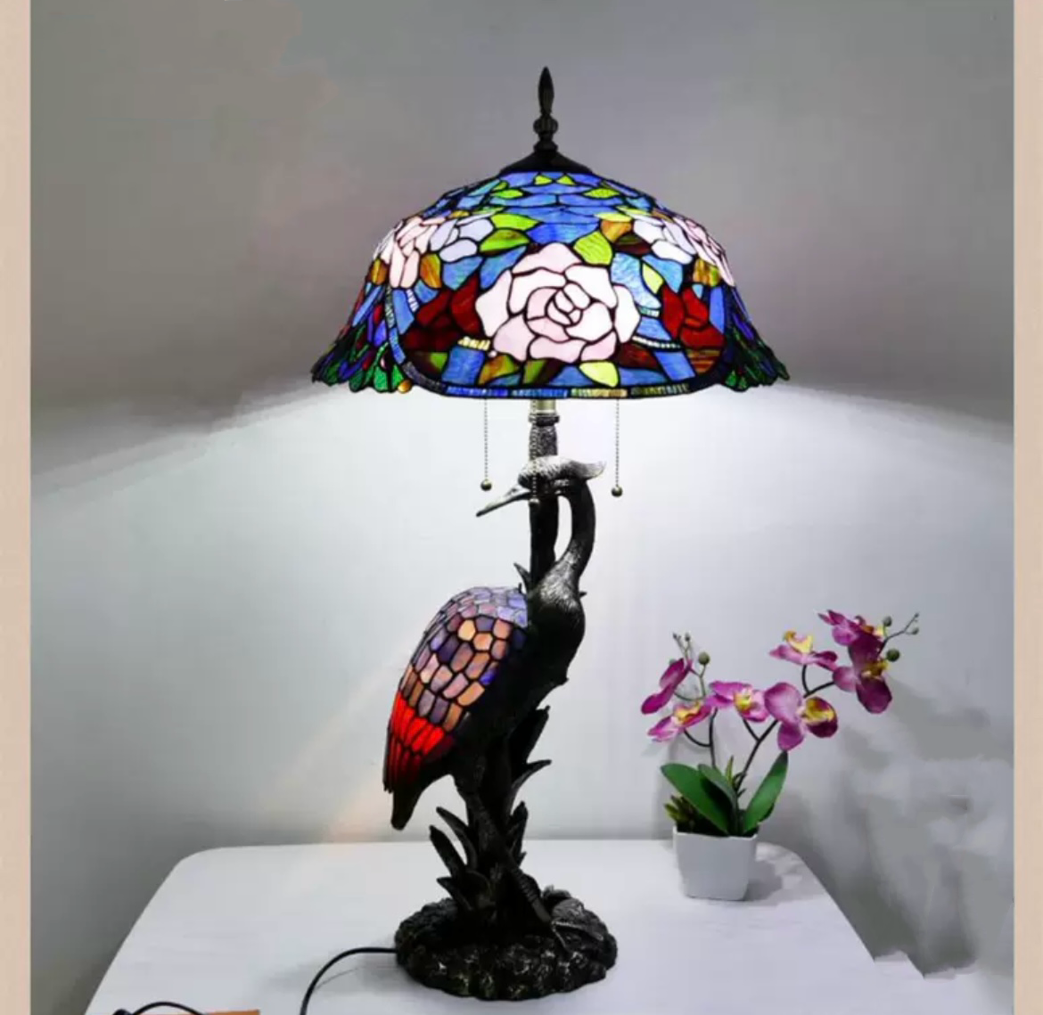 Tiffany Rose Table Lamp 46cm Shade (15069)