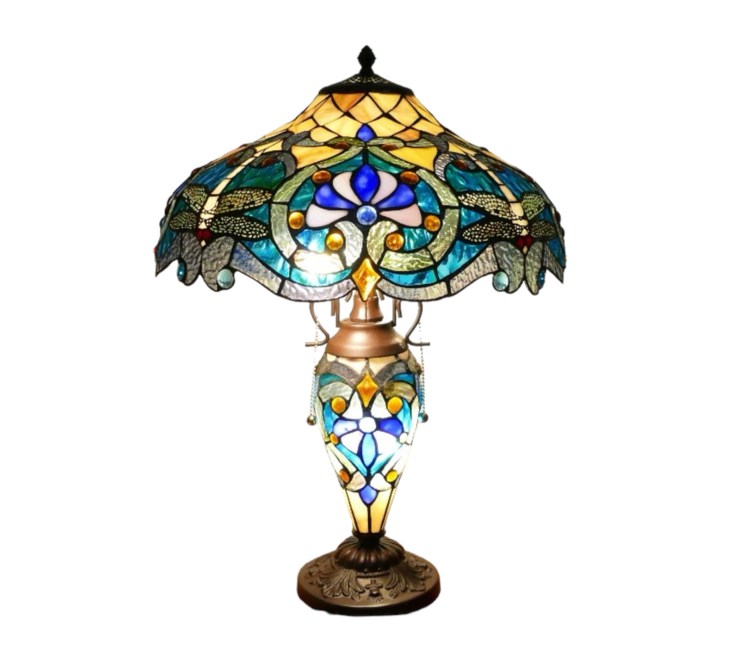 Tiffany Mother-Daughtser Vase Lamp 43cm Shade (15064)