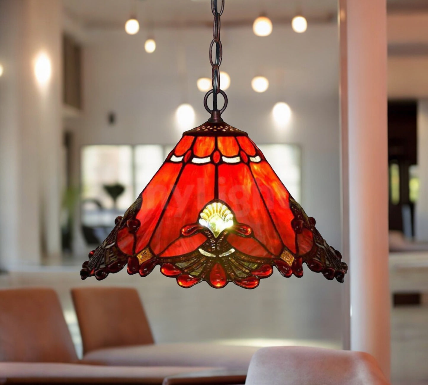 Tiffany Pendant Lamp 40cm shade (16001C Red)