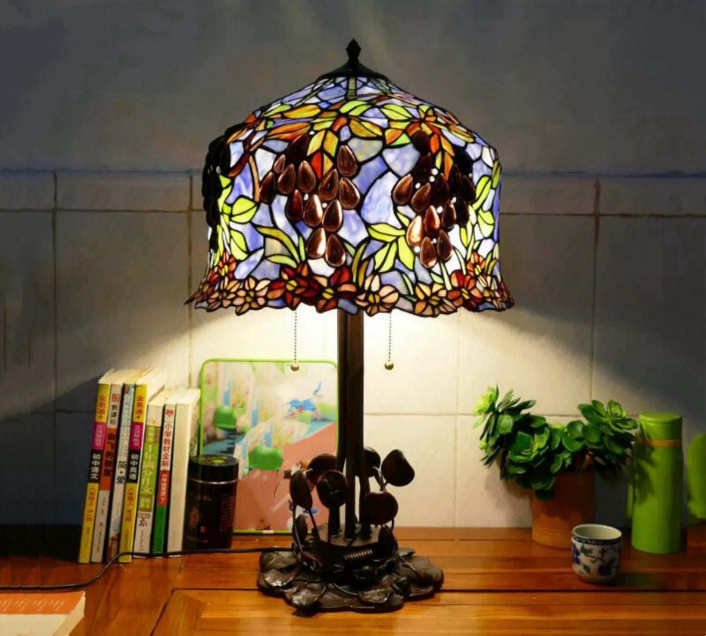 Tiffany Juicy Grape Table Lamp 40cm Shade (15075)