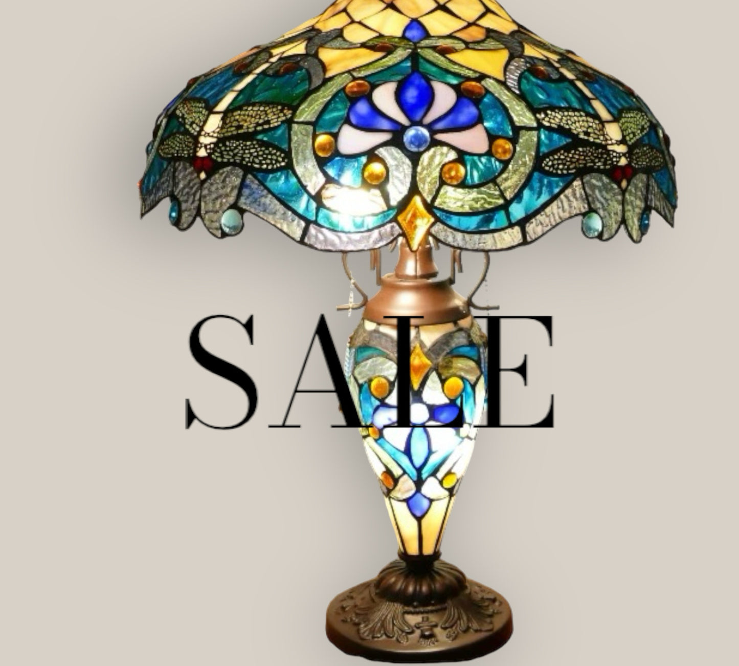 Tiffany Mother-Daughtser Vase Lamp 43cm Shade (15064)