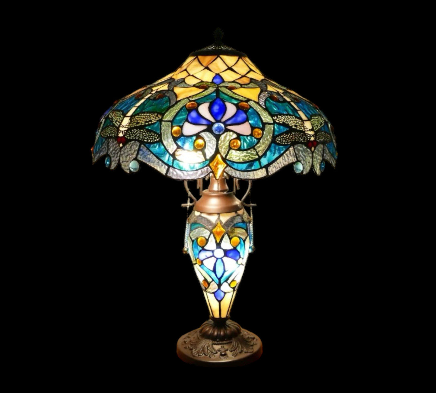 Tiffany Mother-Daughtser Vase Lamp 43cm Shade (15064)