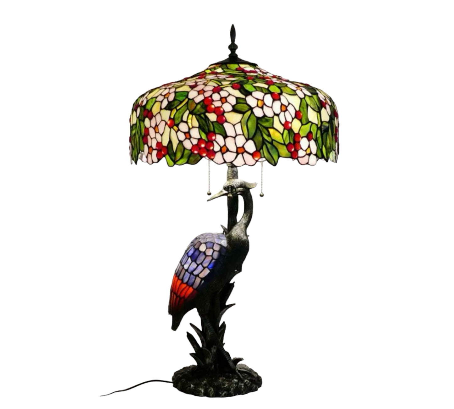 Tiffany Feather Crane Table Lamp 50cm Shade (15067)