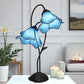 LARGR Water Lily Flower Style Tiffany Table Lamp (12034B)